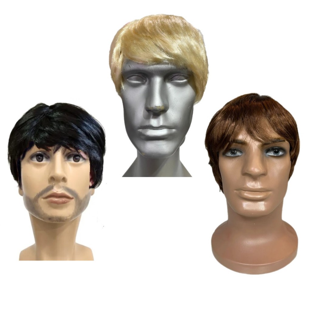 Peruca Curta Masculina Loira Preta Castanha