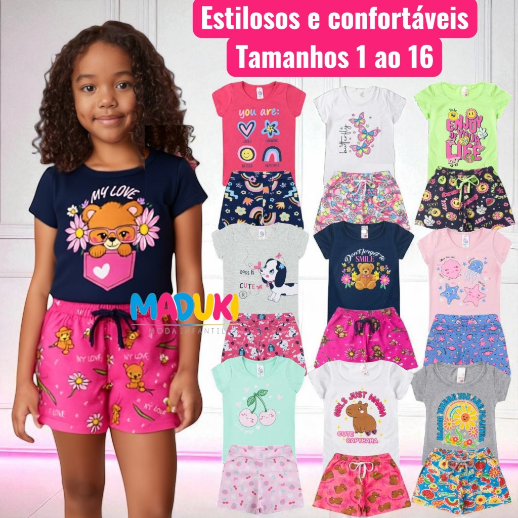 Kit 10 Peças Premium Infantil Juvenil Menina Verão 1 a 16 Conjunto em Oferta na Shopee