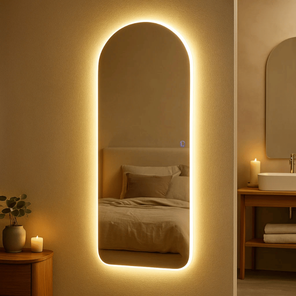 Espelho Orgânico Corpo Inteiro com Led Touch 110x50cm Quente Frio Pinterest Decoração Quarto Sala em Oferta na Shopee