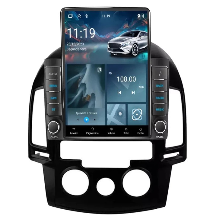 Central Multimidia Android I30 Tesla Carplay Wifi Com Moldura+ Camera de Ré