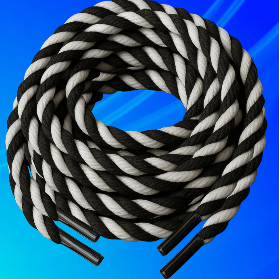 Cadarço Franciscano  São Francisco Premium Preto/Branco Bicolor para Trilha Esporte Moda