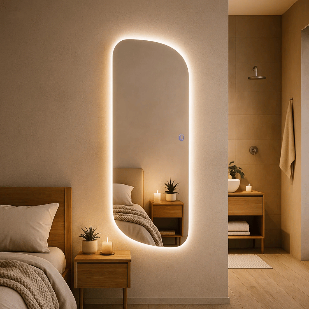 Espelho Grande 110x50cm com Led Touch Vitta Quente Frio Decoração Pinterest Quarto Sala Banheiro em Oferta na Shopee