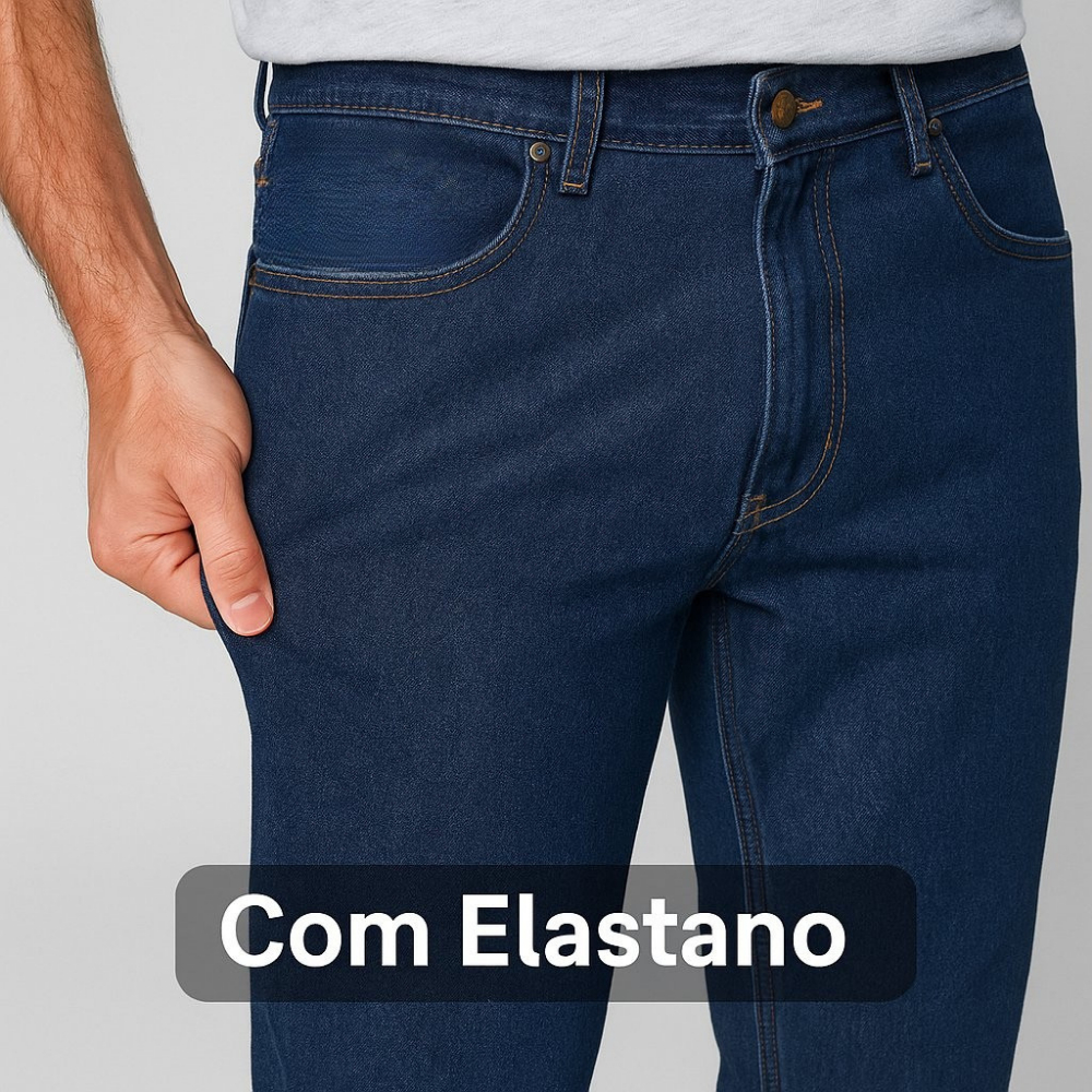 Calça Jeans Masculina Corte Reto Conforto Lycra Tamanhos Grandes 36 ao 56