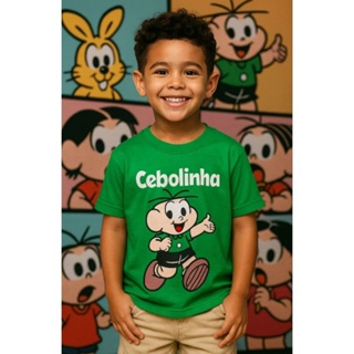 Camiseta Infantil Cebolinha Turma da Mônica Manga Curta em Oferta na Shopee