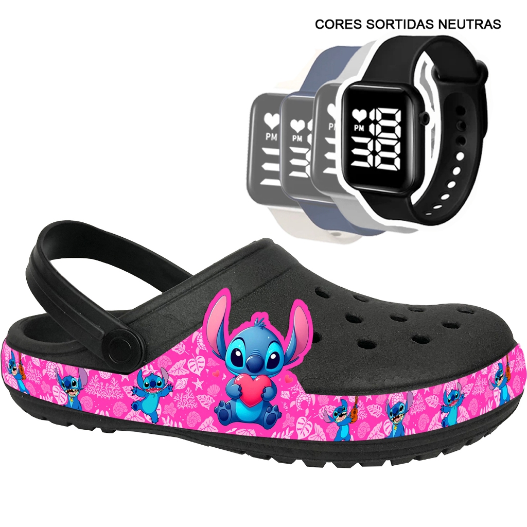 kit Babuche adulto Feminino Desenhos Personagens + Relógio digital: (cores sortidas) em Oferta na Shopee