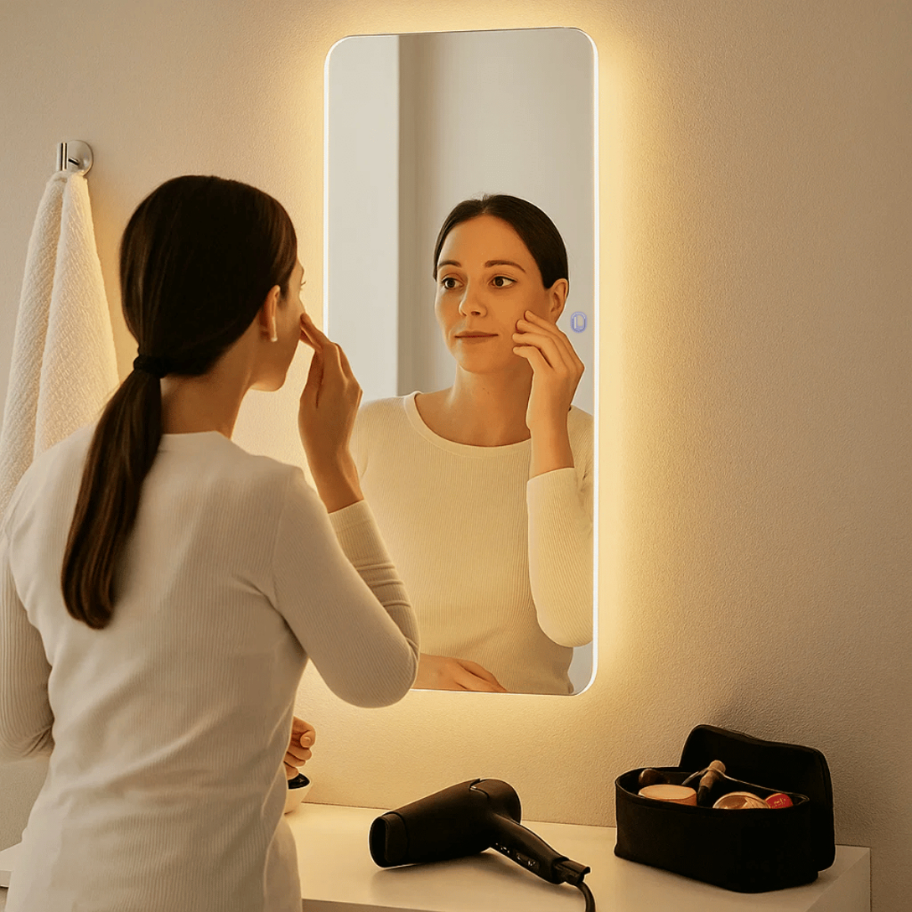 Espelho Retangular Corpo Inteiro 110x50cm Led Touch Quente Frio Decoração Pinterest Quarto Banheiro em Oferta na Shopee