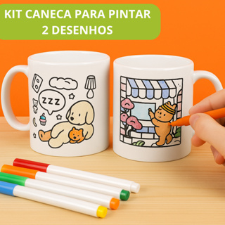 KIT C/50 CANECAS DE PINTAR/COLORIR CACHORRO/URSO, DE PLÁSTICO 400ML COM DESENHO DIVERTIDO E CRIATIVO em Oferta na Shopee