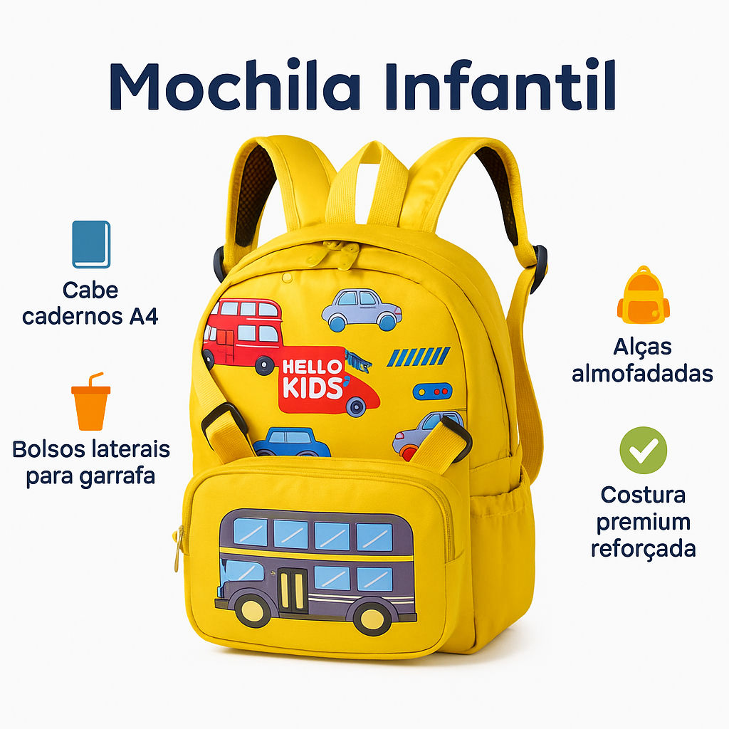 Mochila Infantil Unissex Para Creche e Pré-escola 🦄 | Com Estojo Acoplado e Alças Acolchoadas | 2 a 5 Anos em Oferta na Shopee