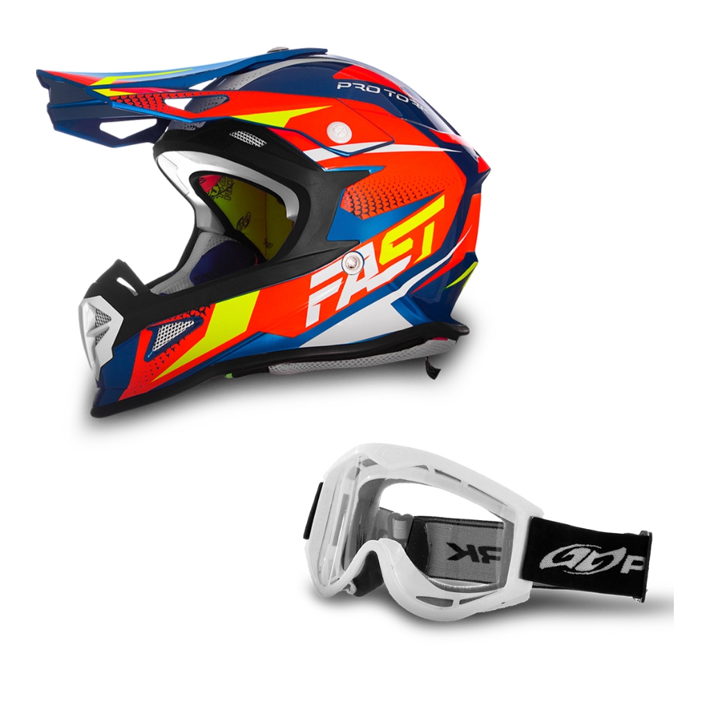 Capacete Motocross Trilha Fast Fantasy + Oculos Trilha 788 em Oferta na Shopee