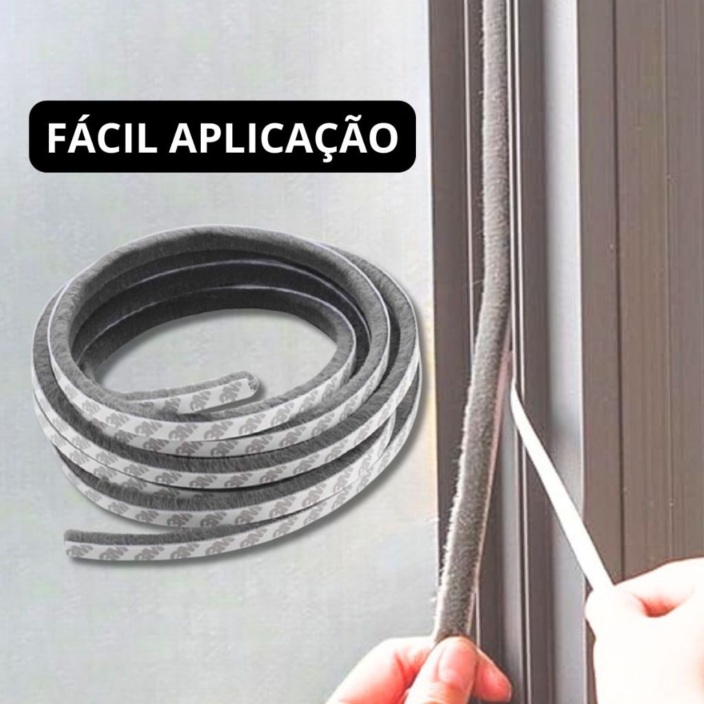 Fita Veda 5x10mm 10 Metros Fresta Escovinha Porta Janela Escova Vedação Adesiva Autocolante