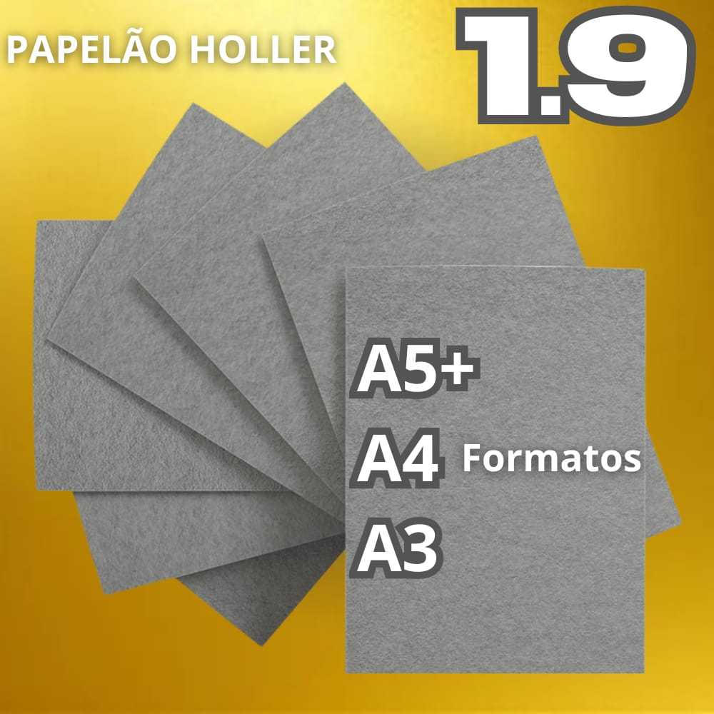 Kit PAPELÃO CINZA HOLLER FORMATOS A5+ A4 e A3 1,9mm cartao cinza para Capa Papel Parana em Oferta na Shopee