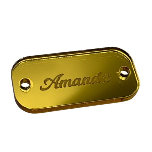Tags Etiquetas 3x1 cm Acrílica Espelhada Personalizada Nome ou sua Logo | Lembrancinha, Crochê ,Brinde em Oferta na Shopee