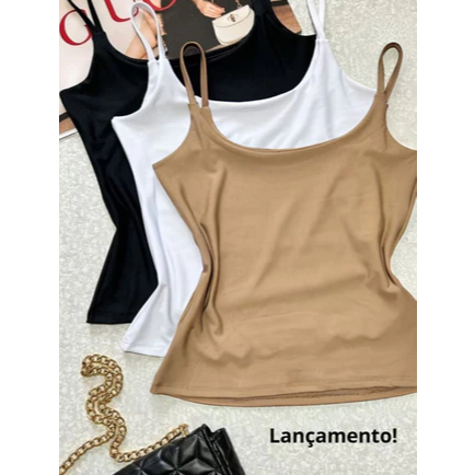 Kit 3 Blusas Feminina Regata Alcinha Fina Em Suplex Com Forro em Oferta na Shopee