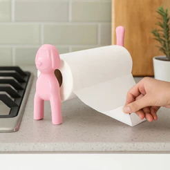 Suporte Porta Papel Toalha Doguinho em Plástico com Várias cores