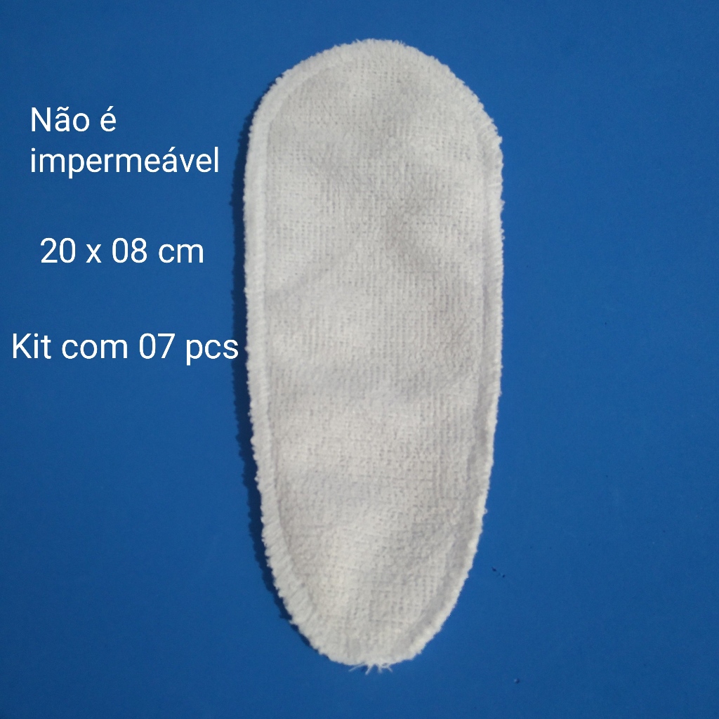 Kit 07 Absorvente Protetor Diario Mini Almofada de Pano Ecologico, Impermeavel, Reutilizavel Fino Algodao sem Abas