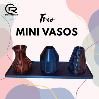 Trio de Mini Vasos Decorativos em Impressão 3D – CROFFITECH 3D