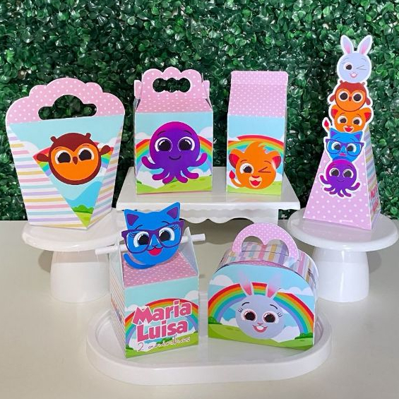 Caixas Personalizadas Bolofofo Menina Pegue e Monte Lembrancinhas Festa Infantil Aniversário