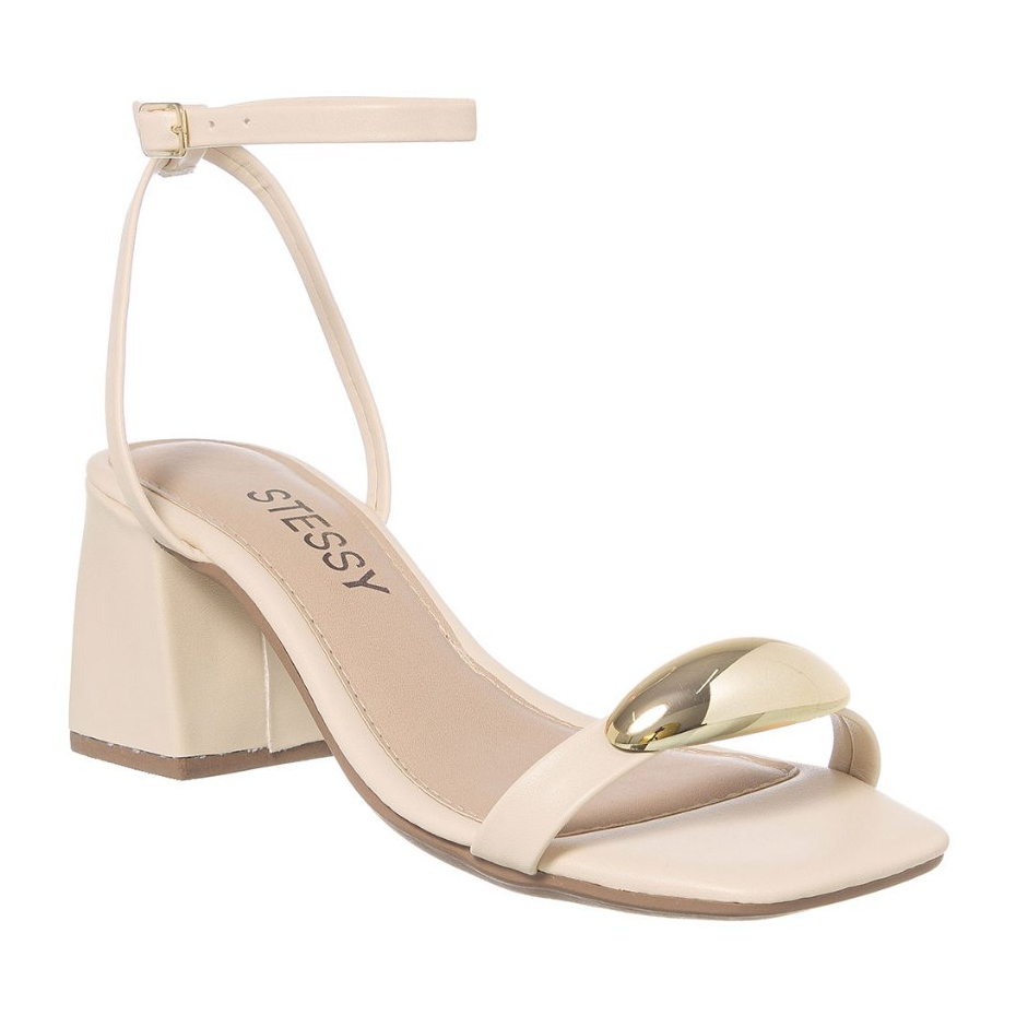 Sandália Feminina Stessy Salto Médio lesma Metalizado Casual Leve Verão Confortável Moda estilosa em Oferta na Shopee