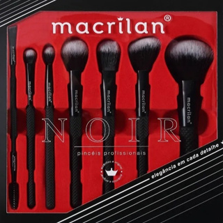 Kit De Maquiagem Macrilan Noir Ed009 Profissional 7 Pincéis em Oferta na Shopee