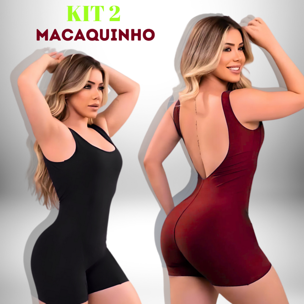Kit 2 Macaquinho Feminino Fitness Macaquinho Curto de Academia em Oferta na Shopee