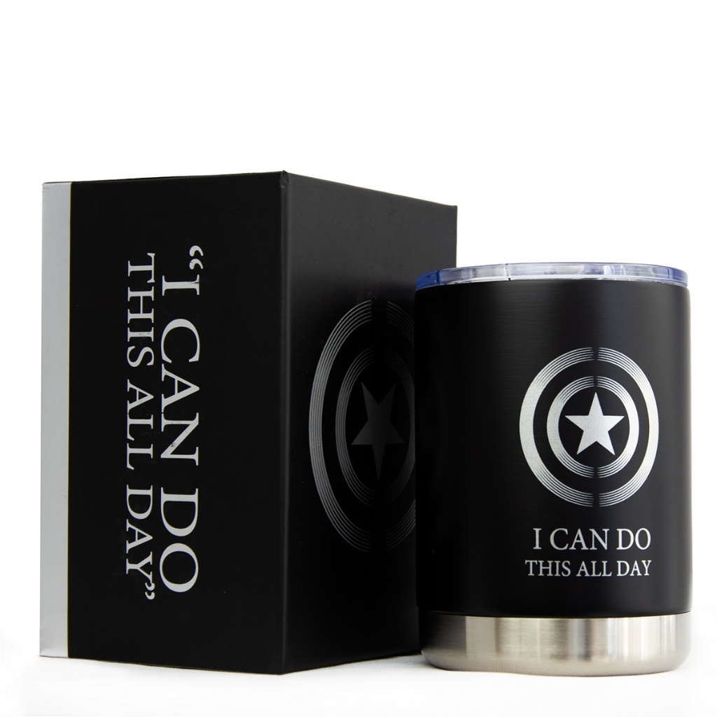 Copo Térmico Capitão América Inox 300ml Marvel Preto Fosco Infantil em Oferta na Shopee