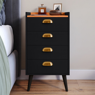 Gaveteiro 4 Gavetas Mesa De Cabeceira e Multiuso Monet puxador concha - GM MOVEIS em Oferta na Shopee