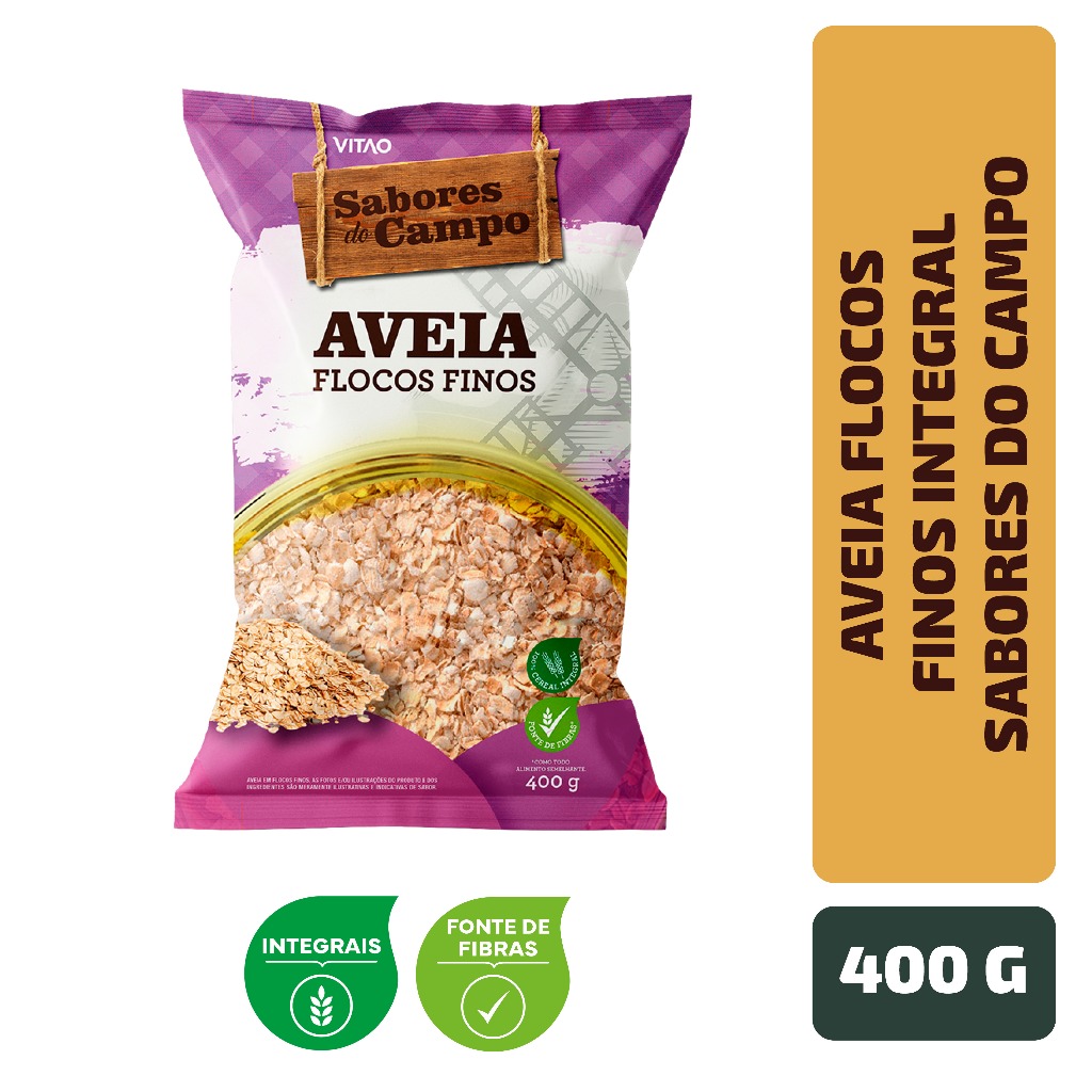 Imagem Aveia Flocos Finos Integral Sabores do Campo 400 g