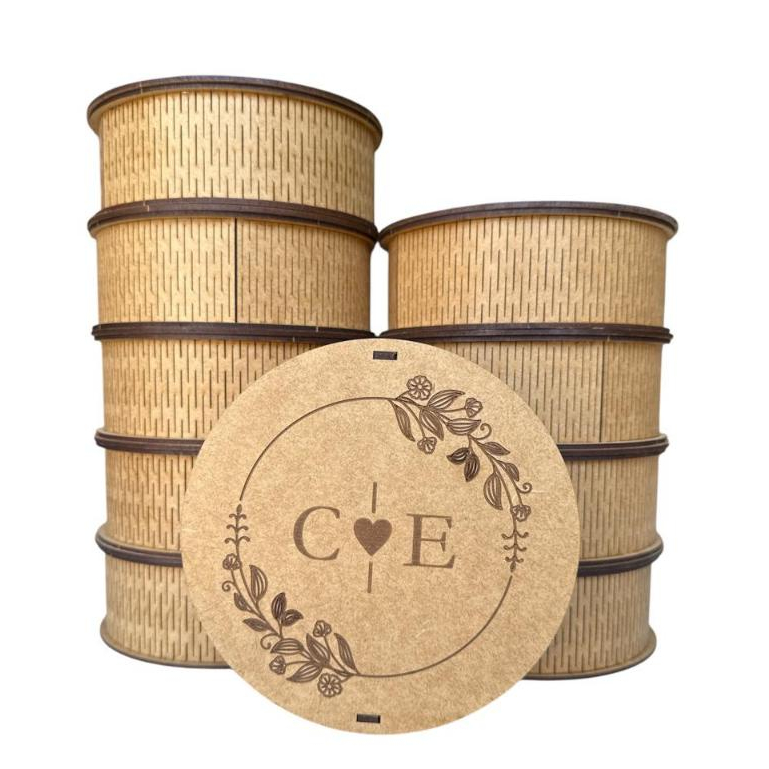 Caixas 15x15x5 Redonda com Ramo Floral Personalizado e Data Casamento Noivado. em Oferta na Shopee