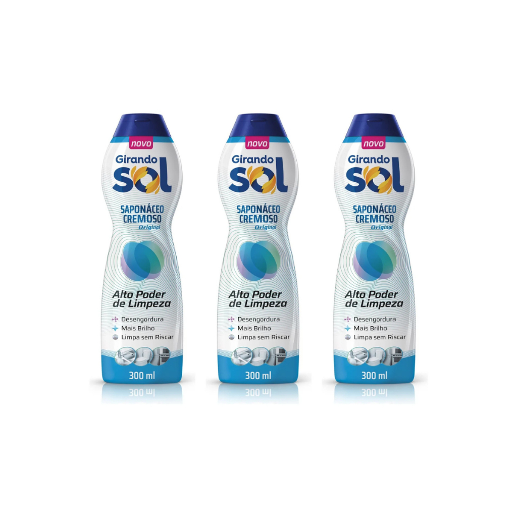 Kit 3 Sapólio Saponáceo Cremoso Original - 300gr Girando Sol em Oferta na Shopee