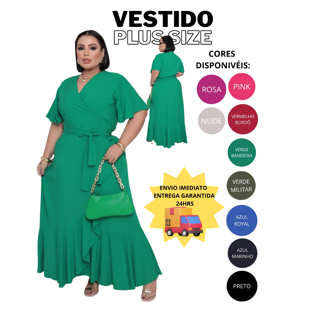 Vestido Envelope Plus Size Longo na Black Friday 2025 | BuscaProdutos