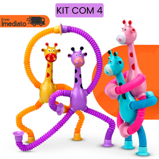 Kit 4 Tubo Pop De Sucção Girafa Brinquedo De Alongamento Com Luz LED Para Crianças Resistente À Pressão em Oferta na Shopee