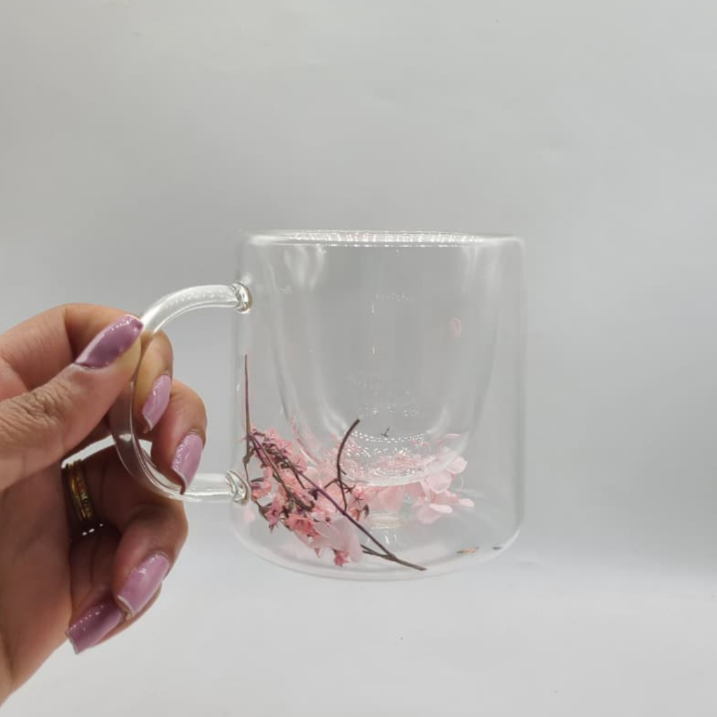 Xícara Transparente com Flores: Onde Comprar | BuscaProdutos