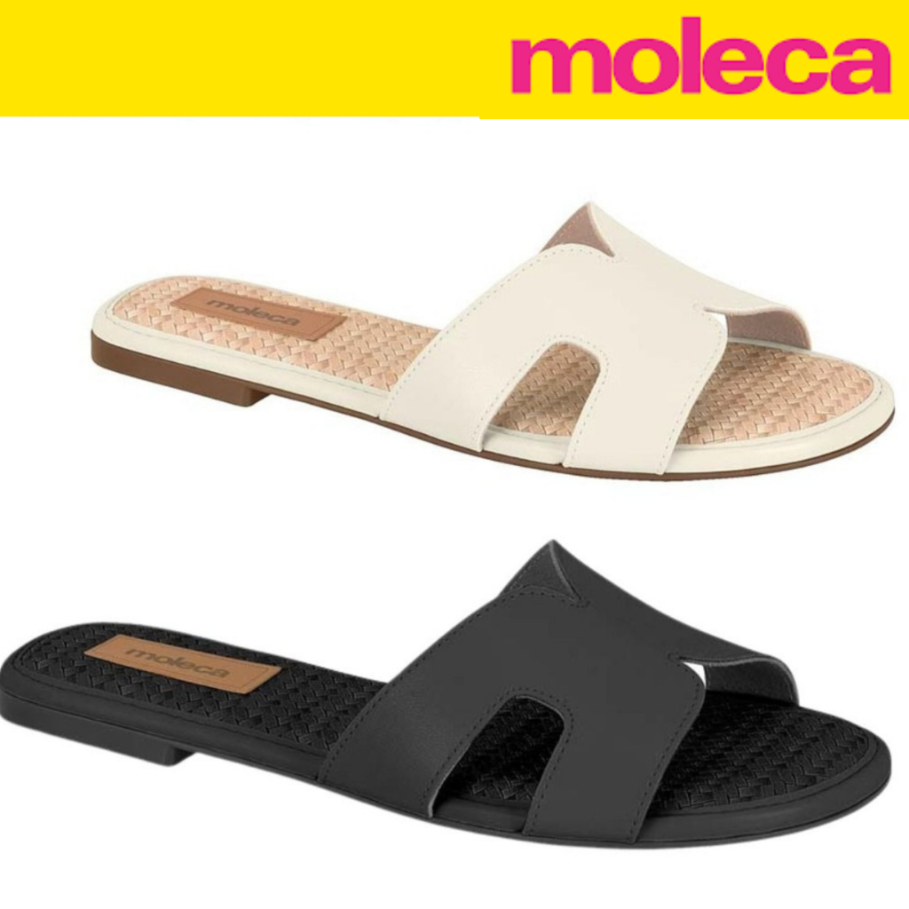 Rasteira Moleca Sandália Feminina H Slide Confort Papete Original Palmilha Tira Conforto Leve Casual