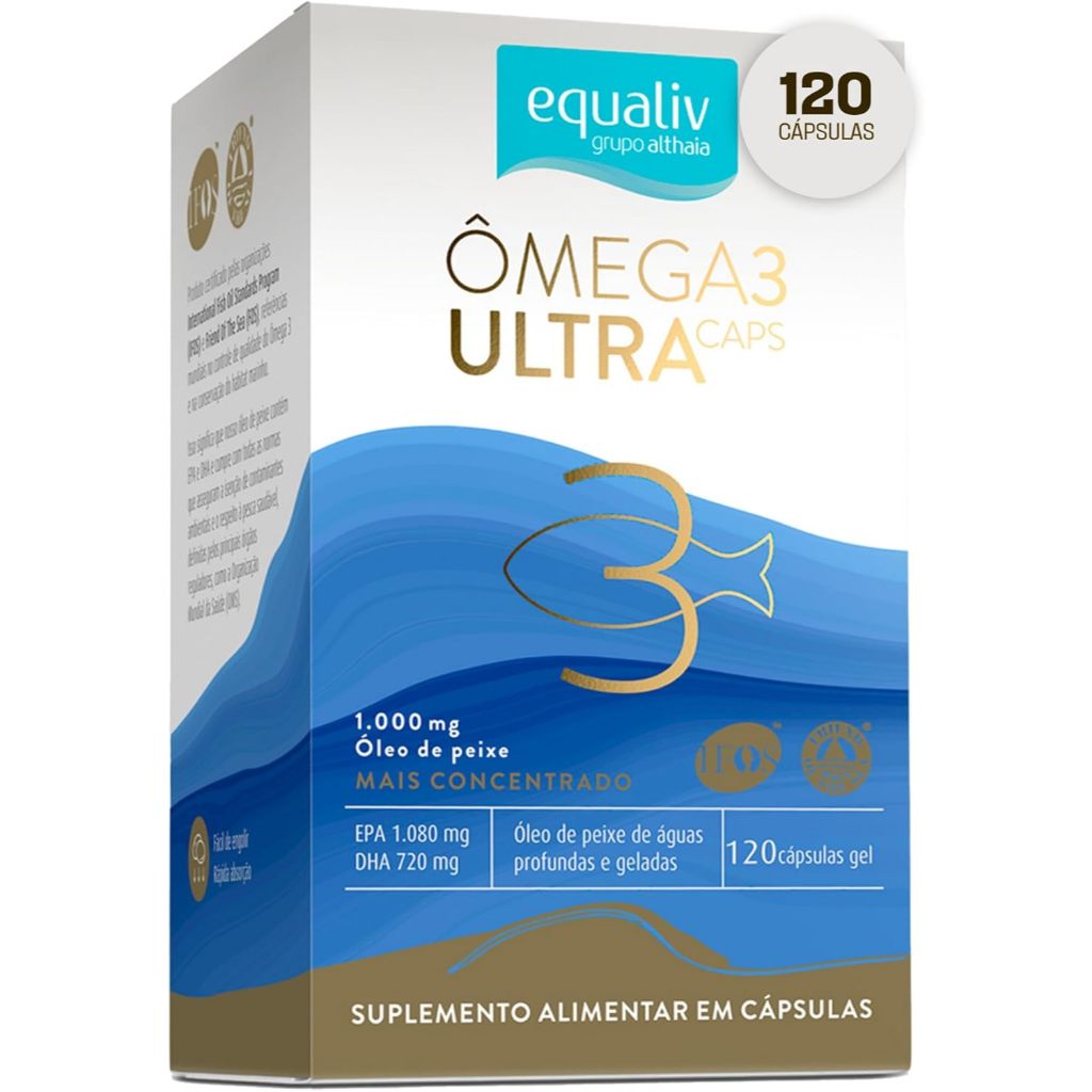 Ômega 3 Ultra Caps 1000mg Equaliv + Concentrado Com 120 Cápsulas Em Gel em Oferta na Shopee