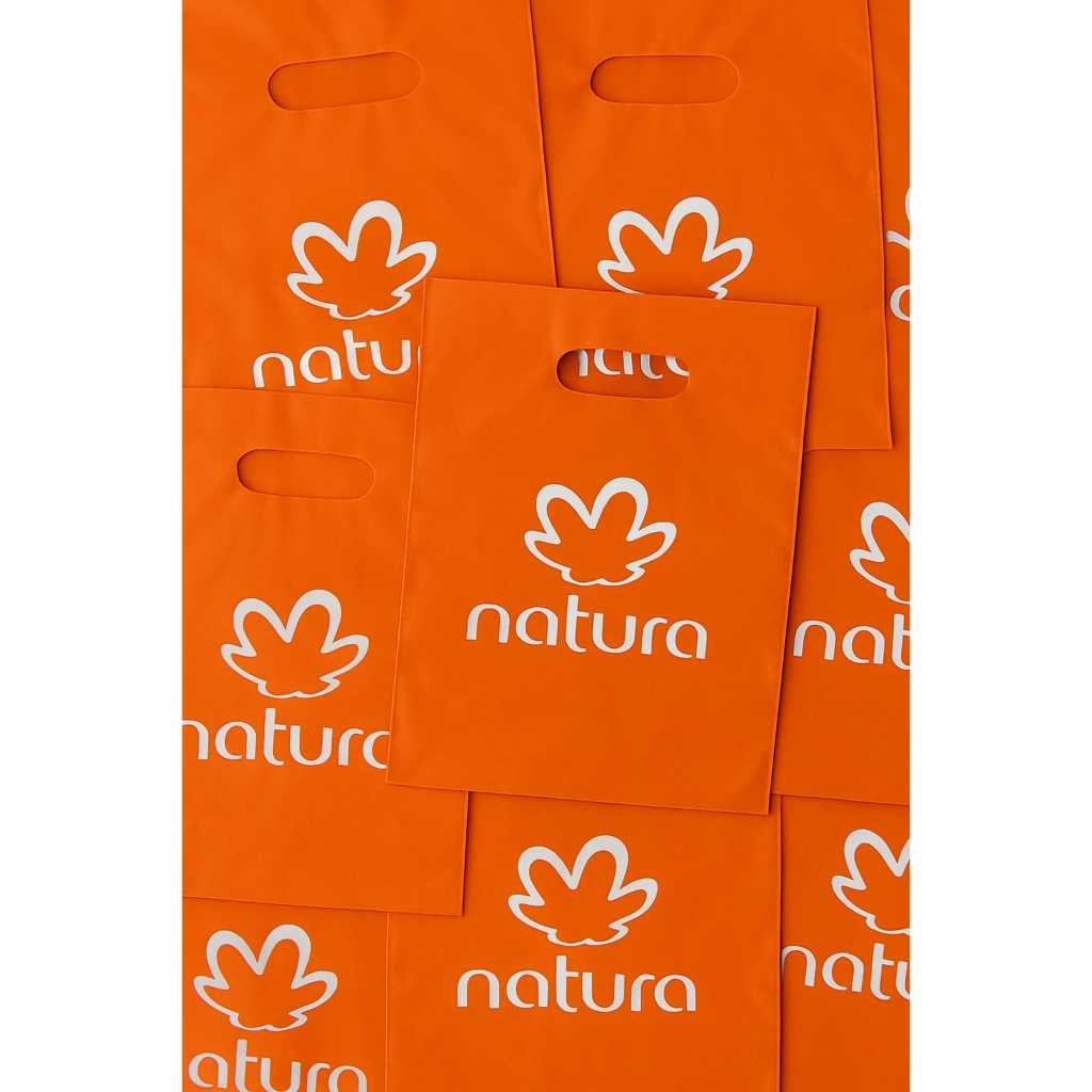 Sacolas Plásticas Com Logo Natura 20x30 Laranja em Oferta na Shopee
