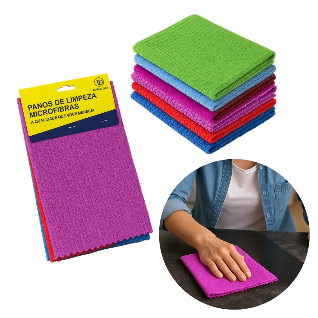 Panos De Limpeza Microfibra alta absorção Multiuso 30x30 para cozinha carro casa vidros em Oferta na Shopee