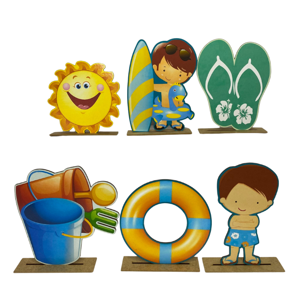 Display de Mesa Kit 6 Peças Festa Pool Party Masculina MDF em Oferta na Shopee