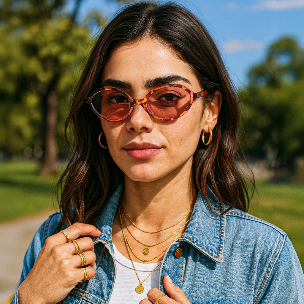 Óculos de Sol Feminino Retrô Oval Víbora Proteção UV400 Filtro Azul Moda Influencer Anos 90