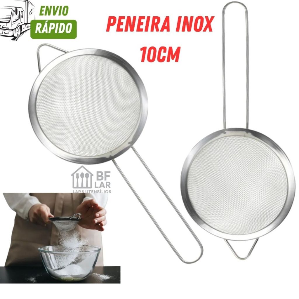 Kit 06/04 ou 02 Unidades de Peneiras Pequenas 10cm Coadores Inox Para Casa ou  Cozinha Qualidade Boa
