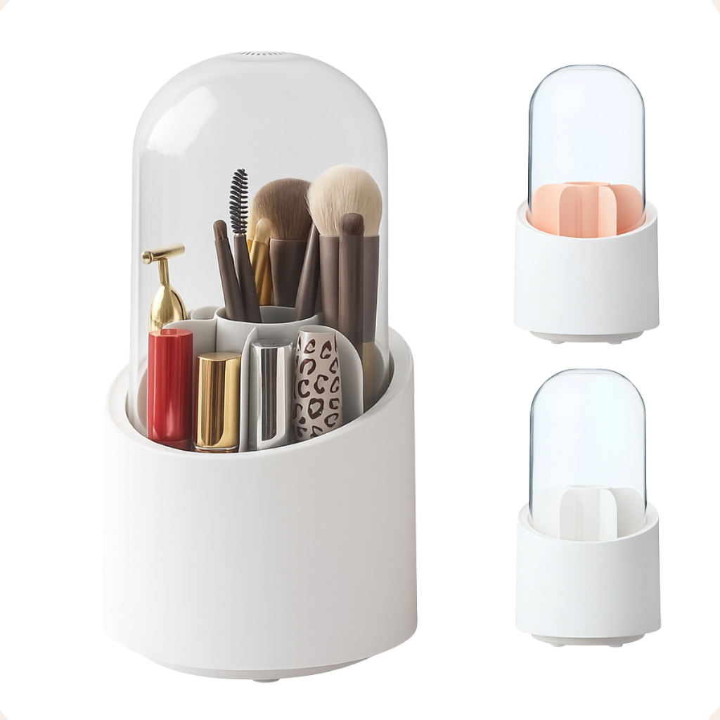 Organizador Pincéis Porta Maquiagem Com Divisórias e Tampa em Oferta na Shopee