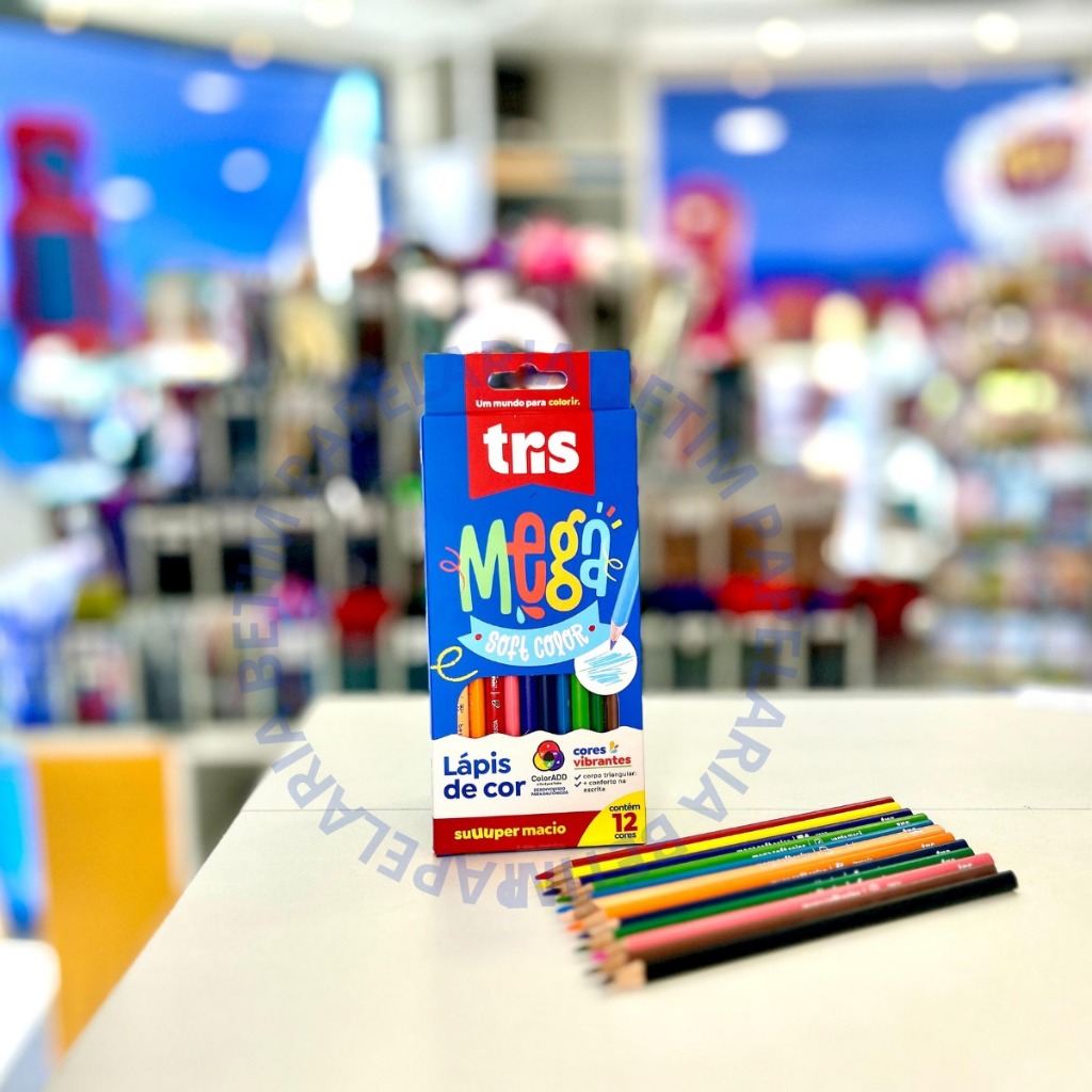 Lapis de Cor 12 ou 24 ou 36 Cores Triangular Tris Mega Soft Color em Oferta na Shopee