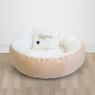Cama Pet G 70 x 70cm - Sherpa e Almofada Avulsa Personalizado com o nome | Aconchegante Macio | MG