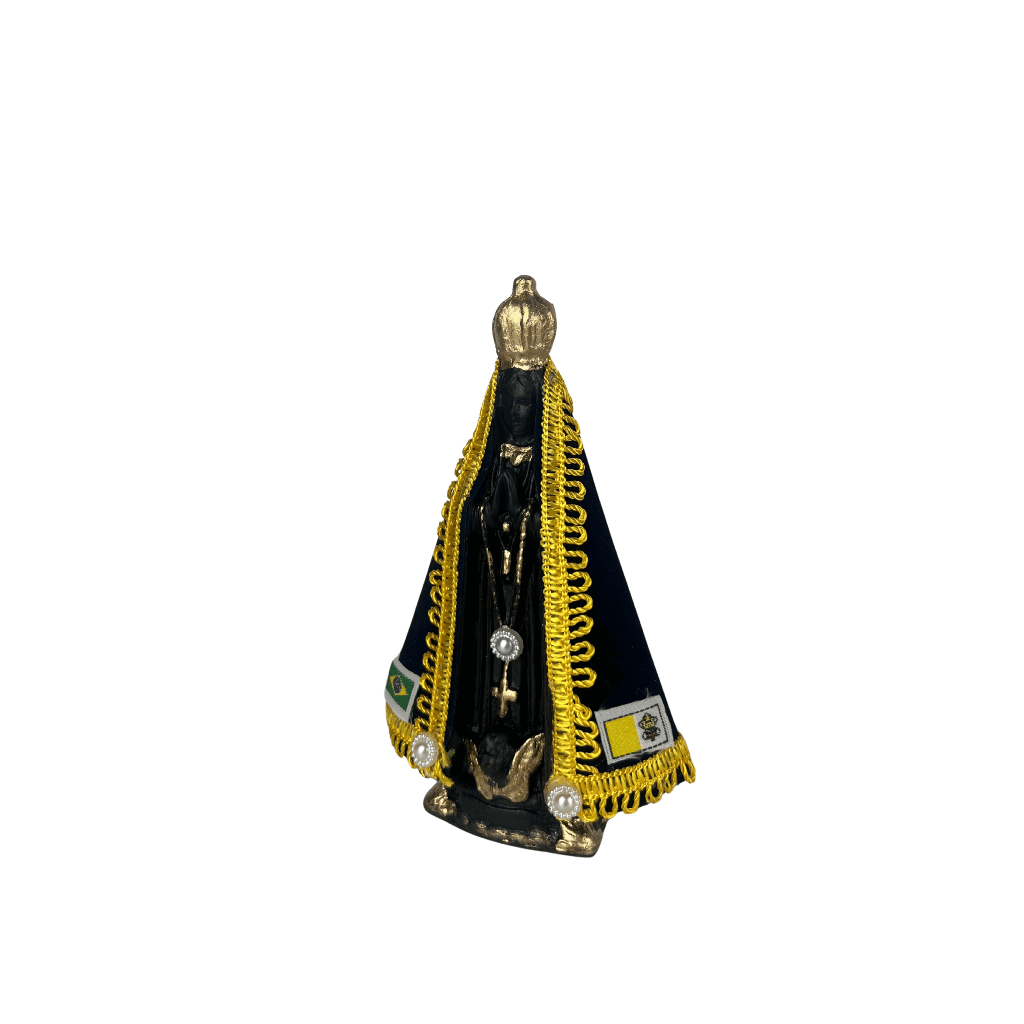Nossa Senhora Aparecida 15 cm Gesso com Manto Veludo Azul Marinho Imagem Católica Decoração Religiosa Presente Fé
