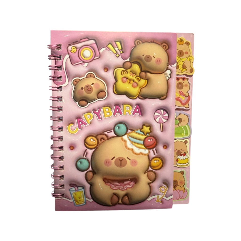 Kit Livro Capivara Anotações Adesivos 3D Anti Stress Ansiedade em Oferta na Shopee