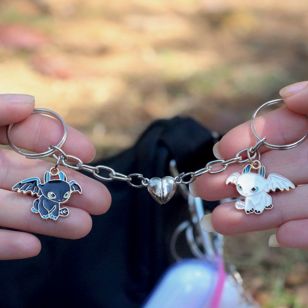 Conjunto Chaveiros Como treinar seu Dragão Banguela e Fúria da Luz Magnetico Coração em Oferta na Shopee