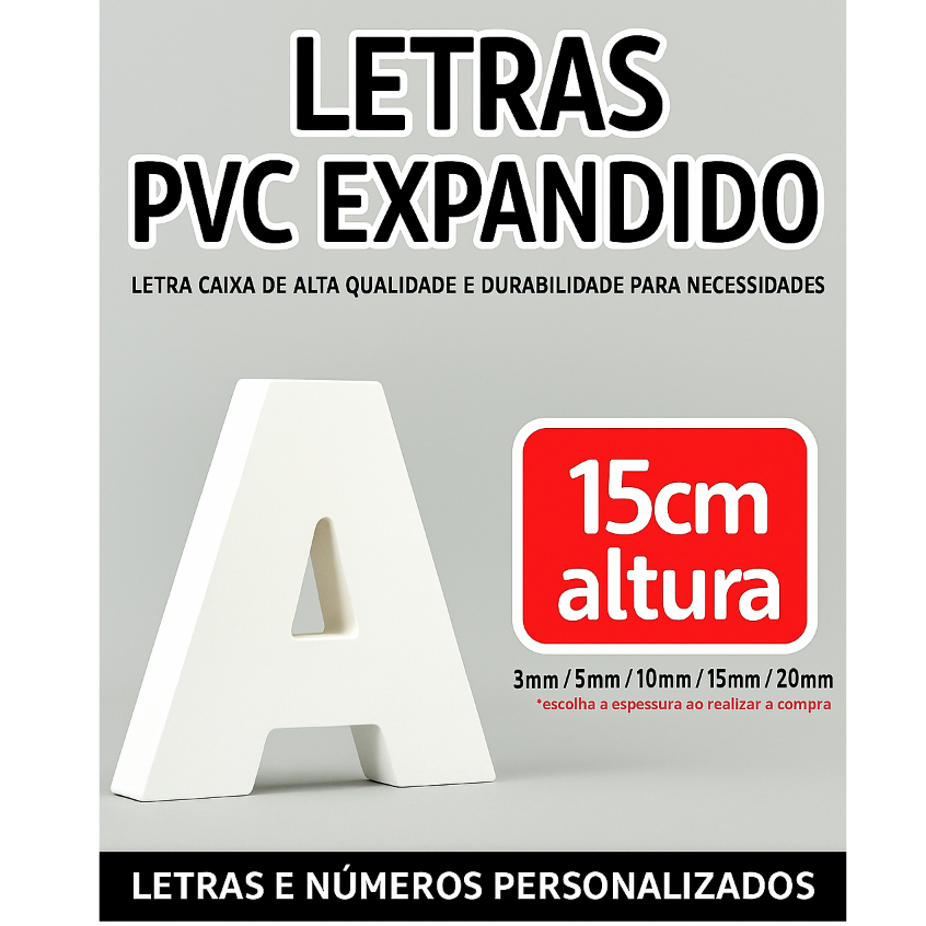 LETRAS em PVC expandido 10cm ALTURA. Fachada/Logomarca/Logotipo/Letra.