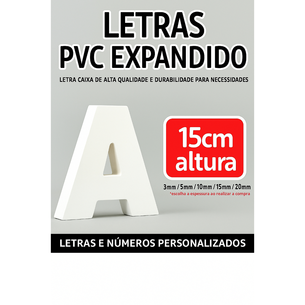 LETRAS em PVC expandido 20cm ALTURA. Fachada/Logomarca/Logotipo/Letra.