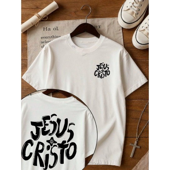 Camiseta Infantil Unissex Jesus Cristo Estampado Algodão em Oferta na Shopee