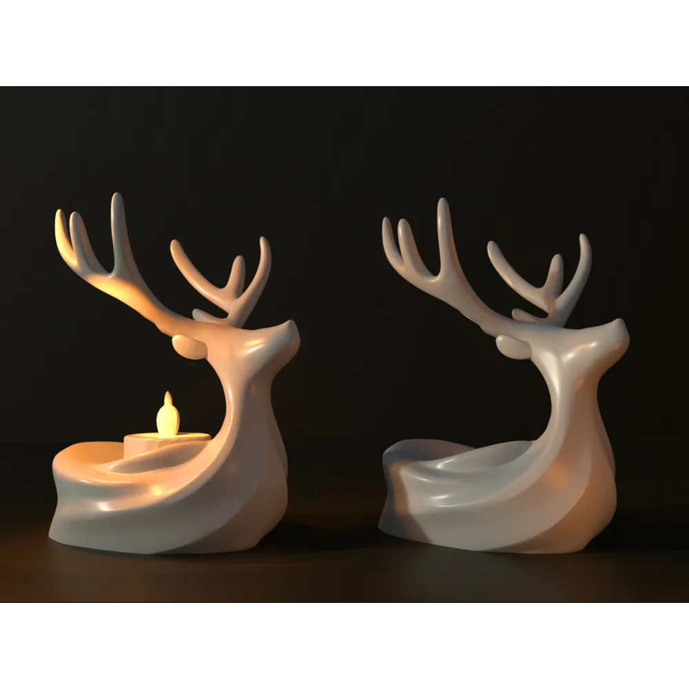 Kit com duas Renas - Decoração de Natal em Formato de Rena - Impressão 3D - Não acompanha a vela