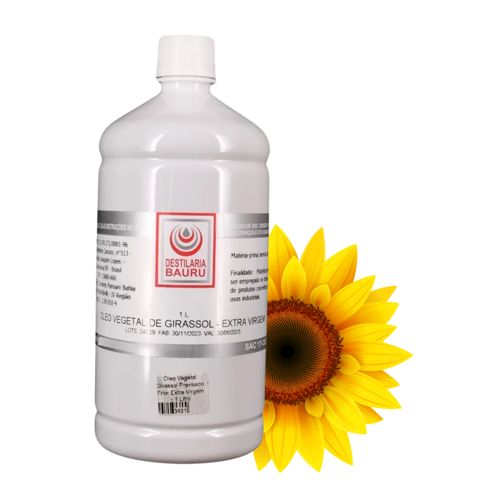 Óleo de Girassol Extra Virgem 100% Puro Vegetal Prensado Frio - 500ml, 1L